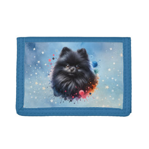 Black Pomeranian Trifold Wallet