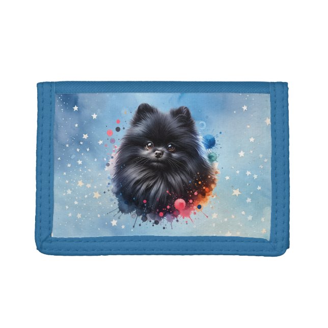 Black Pomeranian Trifold Wallet (Front)