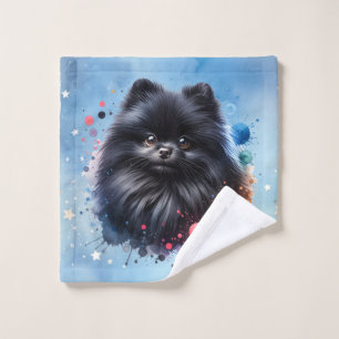 Black Pomeranian Wash Cloth