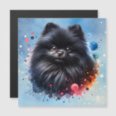 Black pomeranian watercolor illustration (Front/Back)