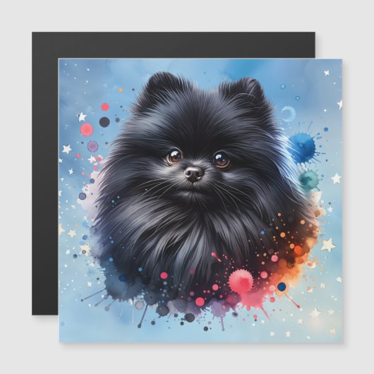 Black pomeranian watercolor illustration (Front/Back)