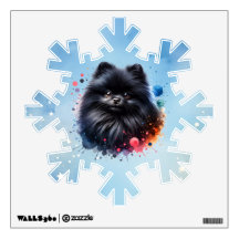 Black pomeranian watercolor illustration