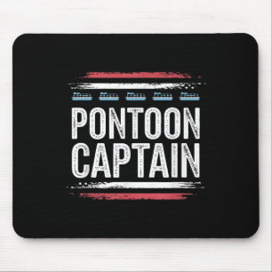 Black-pontoon Boat-captain 4th Of-july Mouse Pad