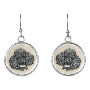 Black Poodle Art by Glenda S. Harlan Earrings