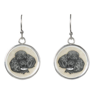 Black Poodle Art by Glenda S. Harlan Earrings