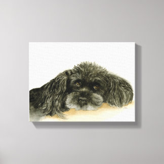 Black Poodle canvas framed print