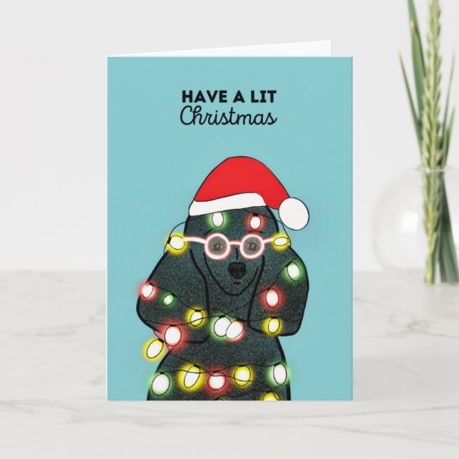 Black Poodle Christmas  Holiday Card (Front)