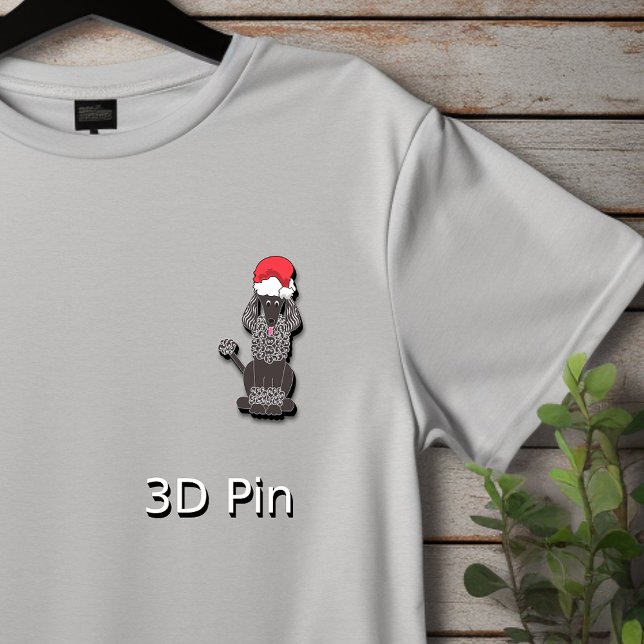 Black Poodle Christmas Pet Cutout Pin (Creator Uploaded)