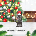 Black Poodle Christmas Pet Ornament<br><div class="desc">Cute,  black standard Poodle with red Santa Claus hat on head.  Adorable eyes and pink tongue out.



Dog Graphic by:  Lori@SaltTownStudio.</div>