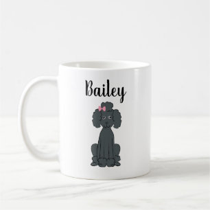 Black Poodle Cute Calligraphy Pet Personalized Coffee Mug