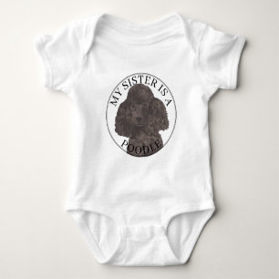 Black Poodle Dog Big Sister Baby Bodysuit