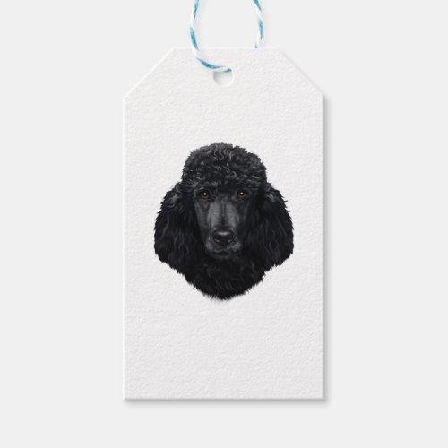 Black Poodle Dog Face Gift Tags