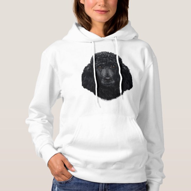 Black Poodle Dog Face Hoodie (Front)