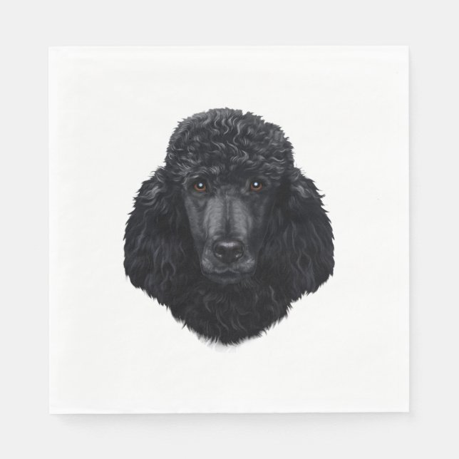 Black Poodle Dog Face  Napkins (Front)