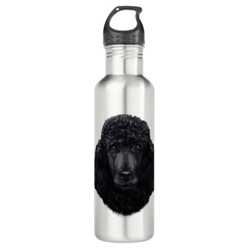 Black Poodle Dog Face Stainless Steel Water Bottle
