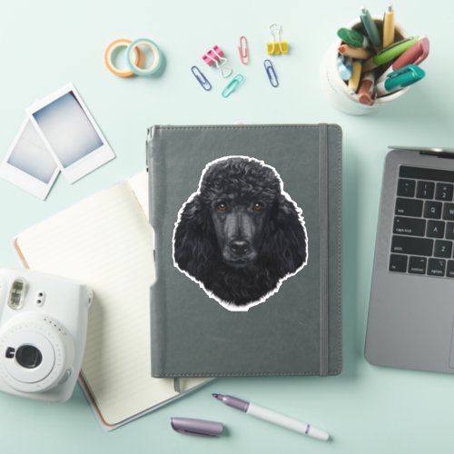 Black Poodle Dog Face Sticker