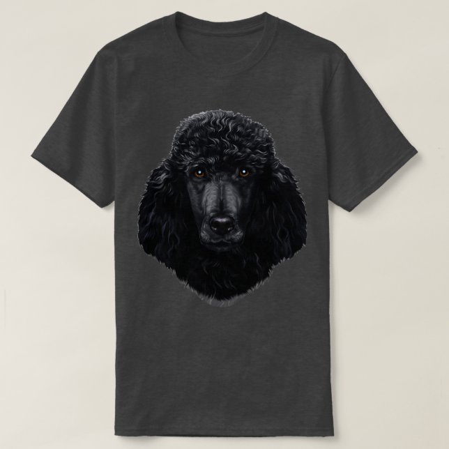 Black Poodle Dog Face  T-Shirt (Design Front)