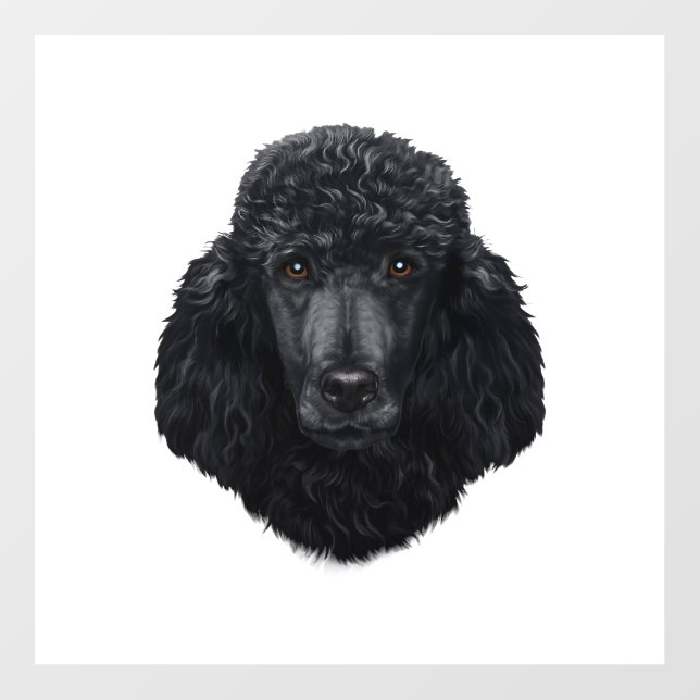 Black Poodle Dog Face Wall Decal (Front)