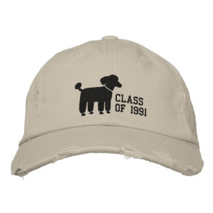 Black Poodle Dog Logo with Custom Text & Color Embroidered Baseball Hat