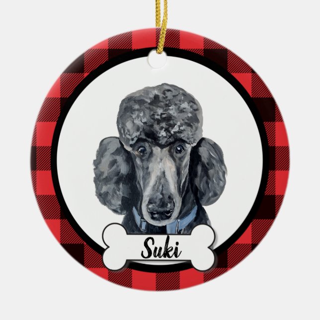 Black Poodle Dog Ornament (Front)