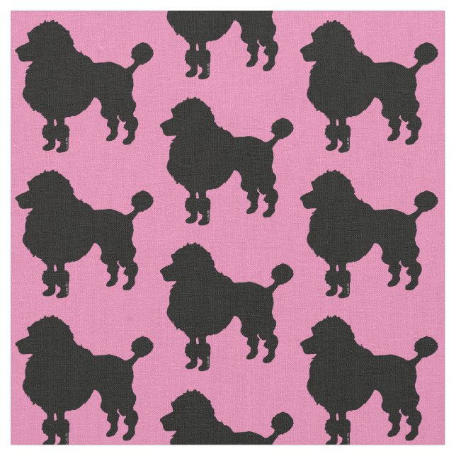 Black poodle dog silhouette fabric (Close Up)