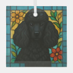 Black Poodle Dog &quot;Stained Glass&quot;  Glass Ornament