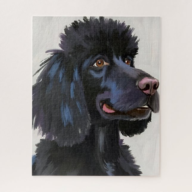 Black Poodle | Dog Watercolor Pet Art Jigsaw Puzzle (Vertical)