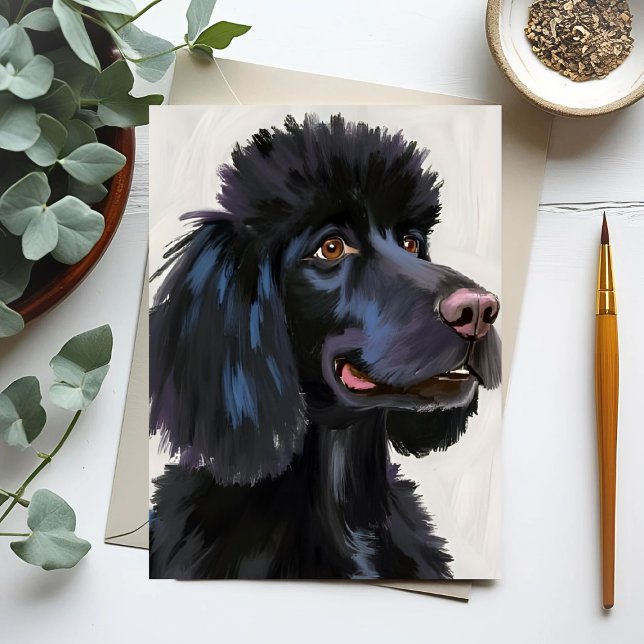 Black Poodle | Dog Watercolor Pet Postcard (Creator Uploaded)