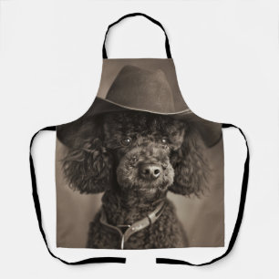 Black Poodle Dressed as a Cowboy Halloween Costume Apron