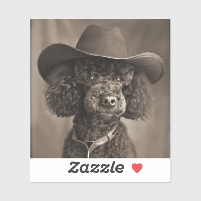 Black Poodle Dressed as a Cowboy Halloween Costume Sticker (Sheet)