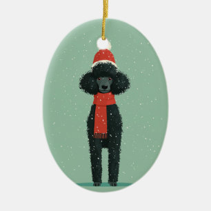 Black Poodle Holiday Keepsake Ceramic Ornament