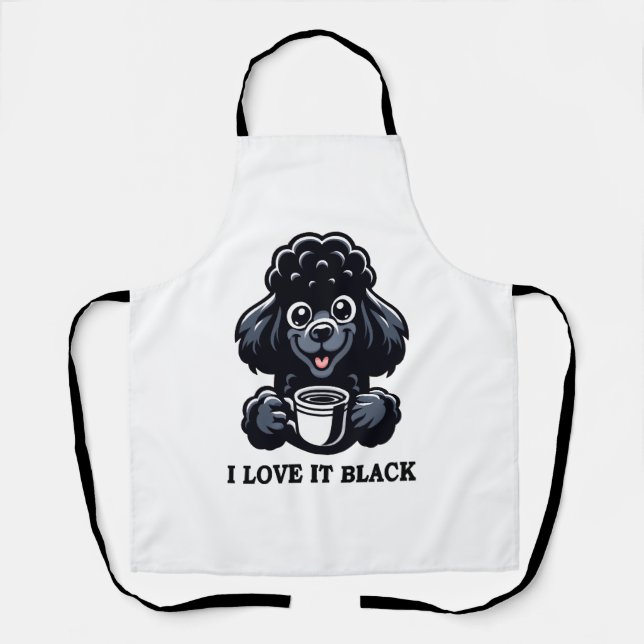 Black Poodle Loves Black Coffee Apron (Front)