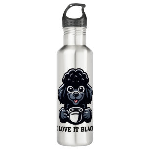 Black Poodle Loves Black Coffee Stainless Steel Water Bottle