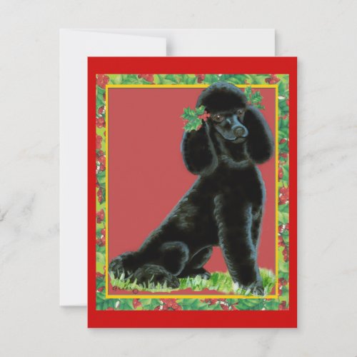 Black Poodle n Holly Holiday Christmas Cards