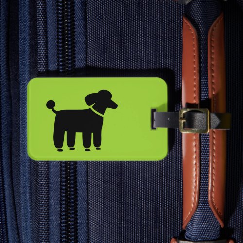 Black Poodle on Green Color is Customizable Luggage Tag