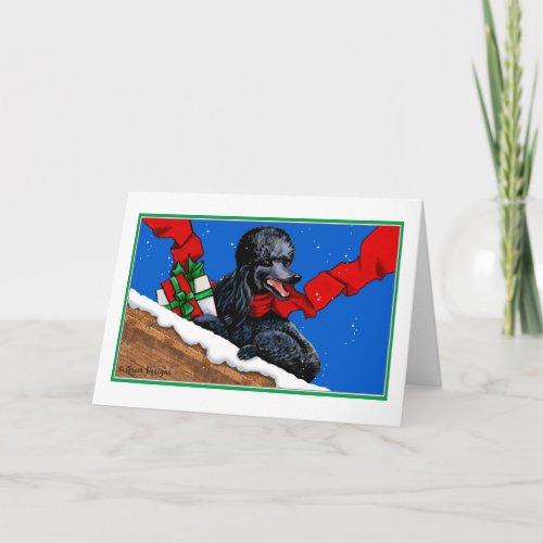 Black Poodle on Packages Christmas Holiday Art