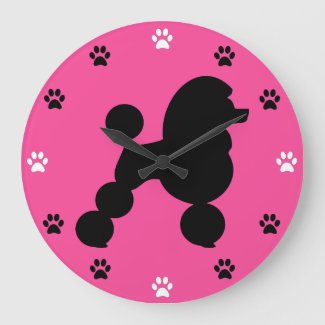 Black Poodle on Pink - Paw Print Time