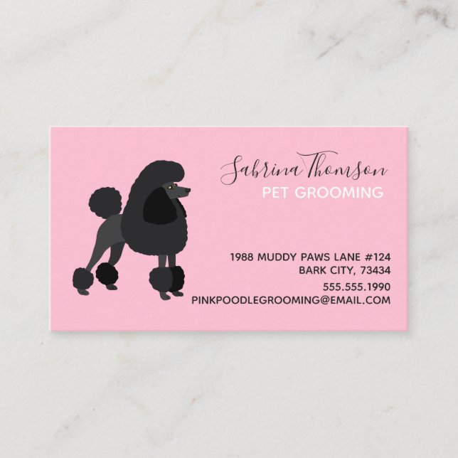Black Poodle Pet Grooming Business Card (Front)