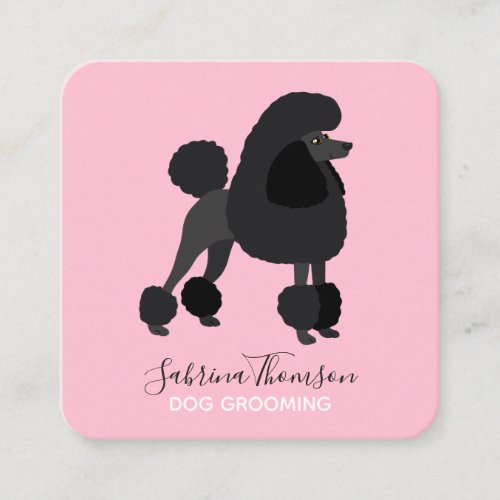 Black Poodle Pet Grooming Square Business Card