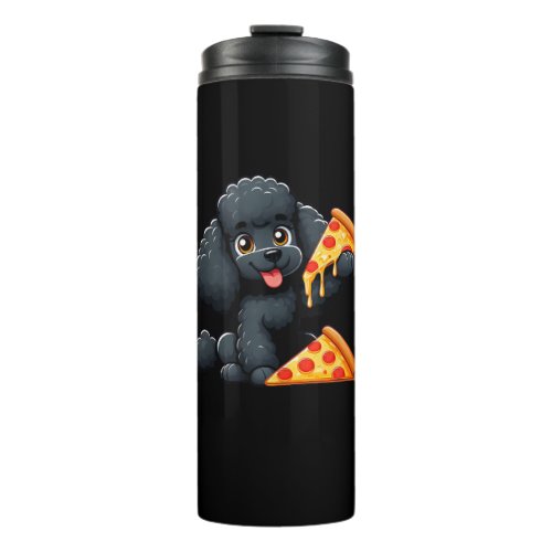 Black Poodle Pizza Lover Delightful Foodie  Thermal Tumbler