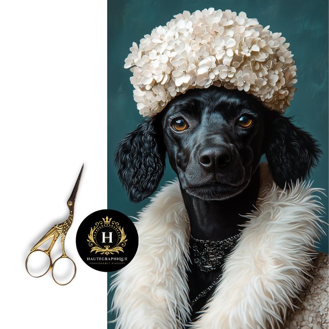  Black Poodle Portrait White Hydrangea Decoupage  Tissue Paper (Creator Uploaded)