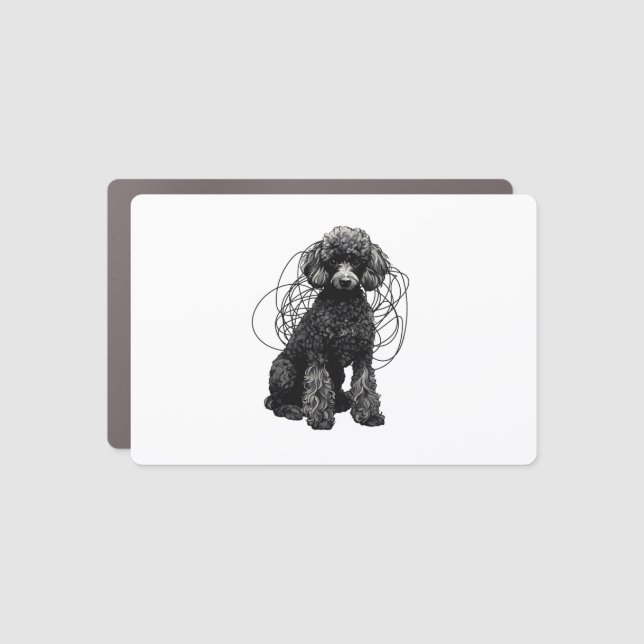 Black Poodle Premium T-Shirt Car Magnet (Front)
