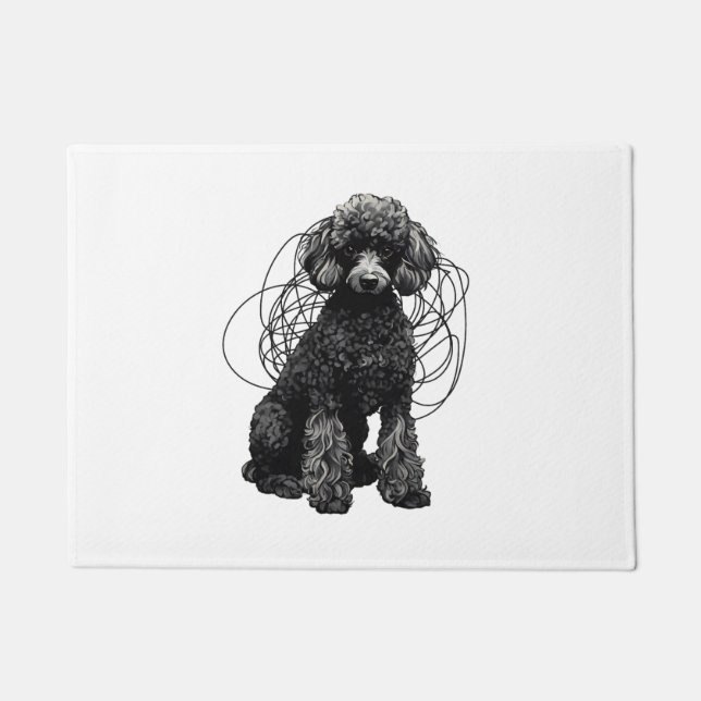 Black Poodle Premium T-Shirt Doormat (Front)