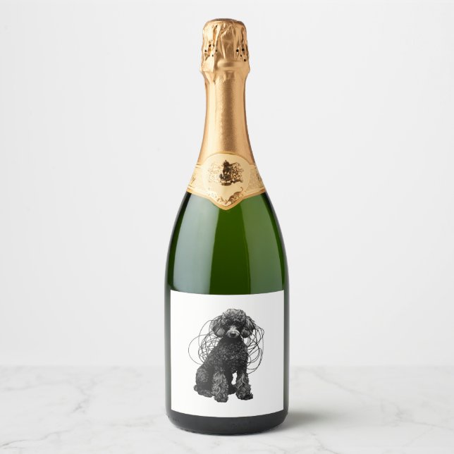 Black Poodle Premium T-Shirt Sparkling Wine Label (Front)