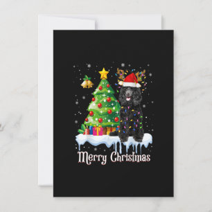 Black Poodle Santa Christmas Tree Lights Dog Lover Invitation