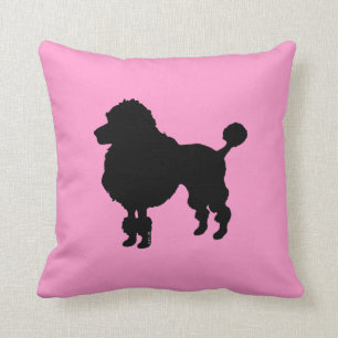 Black poodle silhouette throw pillow