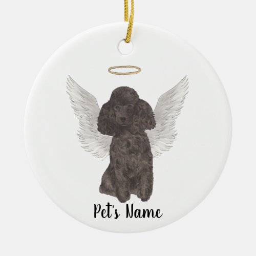 Black Poodle Sympathy Memorial Ceramic Ornament