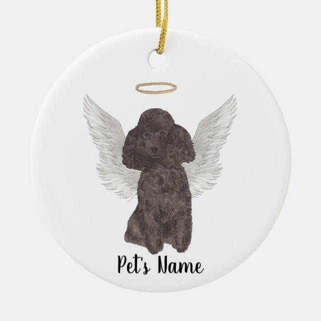 Black Poodle Sympathy Memorial Ceramic Ornament (Front)