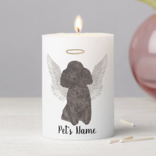 Black Poodle Sympathy Memorial Pillar Candle