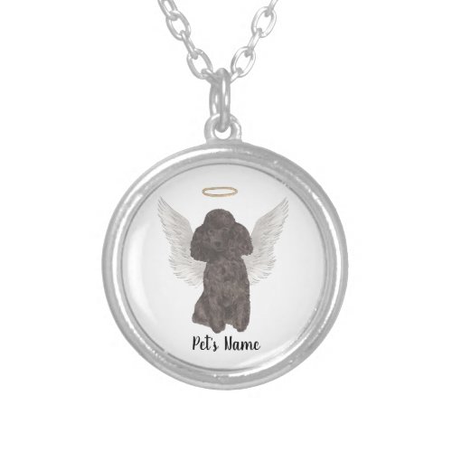 Black Poodle Sympathy Memorial Silver Plated Necklace